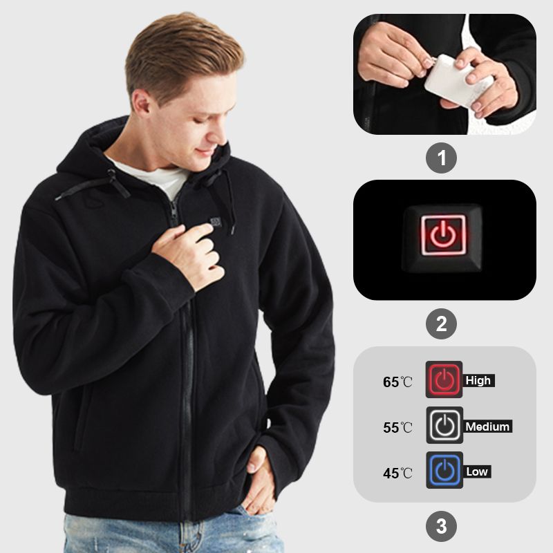 New Upgraded-Warm Gift! USB Heated Casual Hoodie Jacket