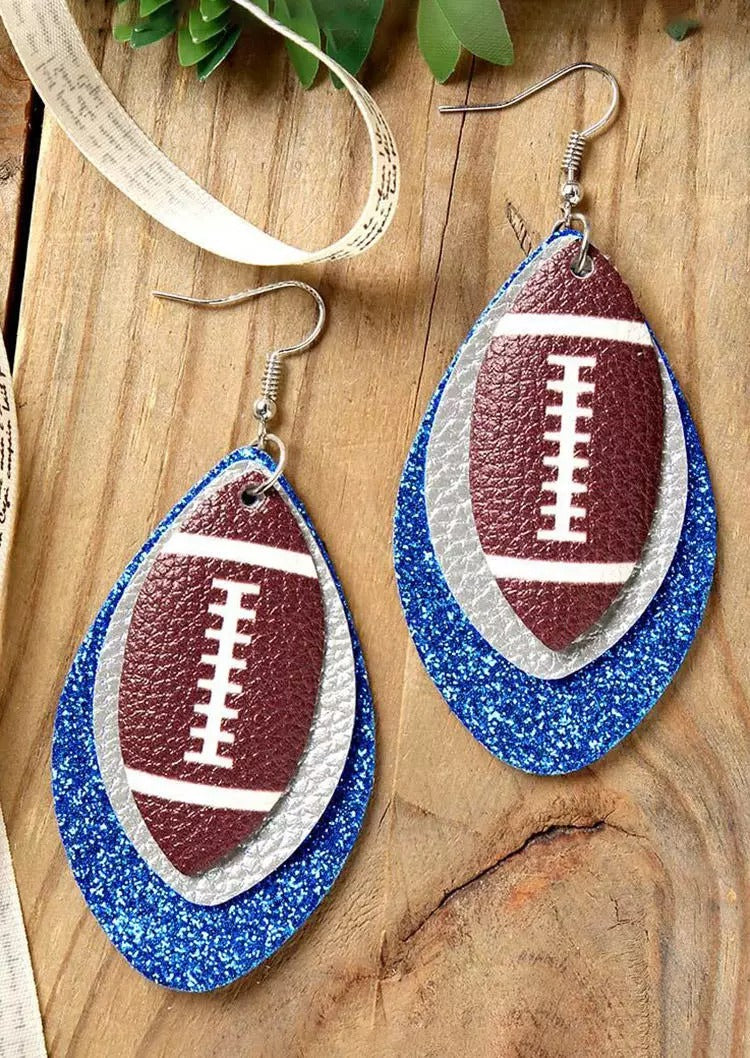 Football Sequined Three-Layered PU Leather Earrings