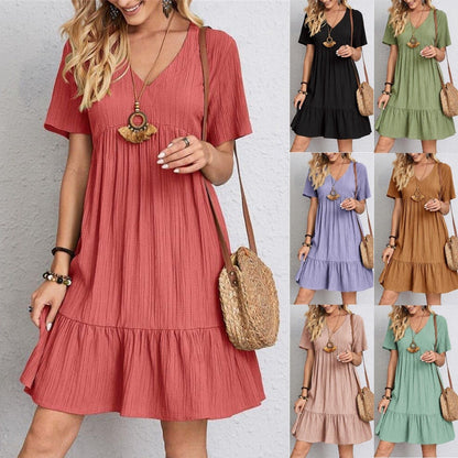 💃Loose Casual Tie Waist Flowy Dress👚