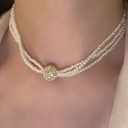 Magnetic Clasp Layered Pearl Necklace