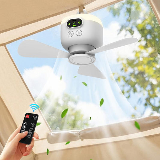Rechargeable ceiling fan with LED lights 🌬️✨