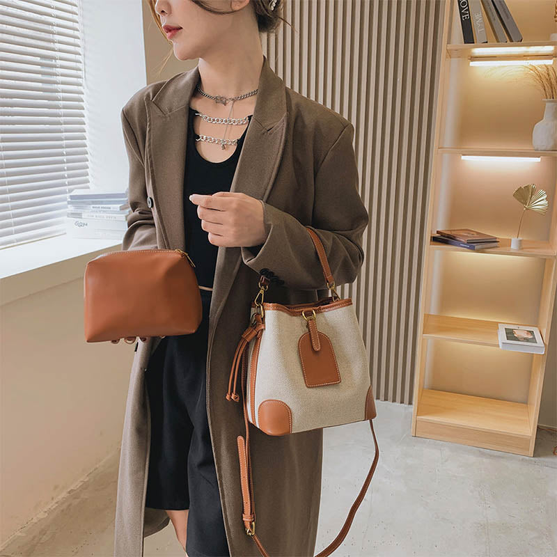 Sophisticated Fashion Contrast Bucket Bag