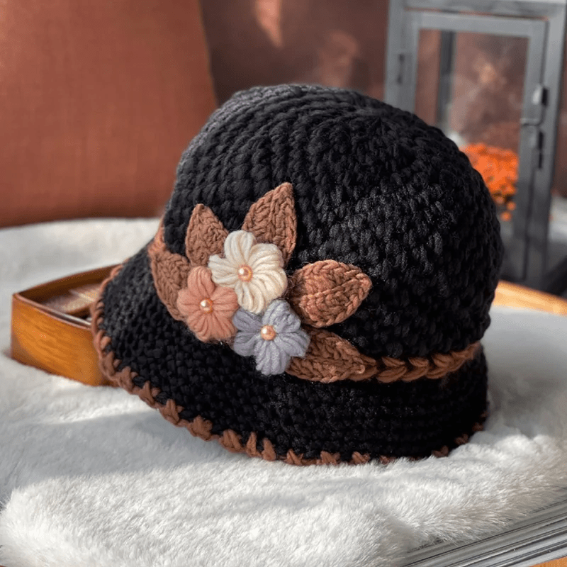 🔥Christmas Sale 55% OFF--French Thickened Women's Floral Knitted Hat