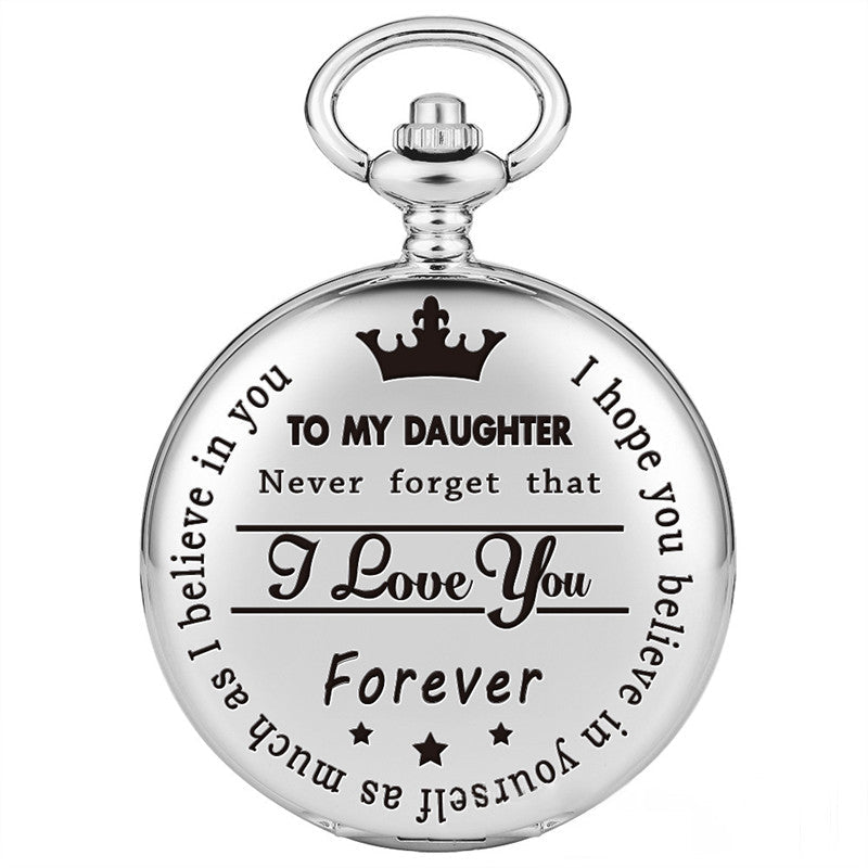 TO My Daughter Quartz Pocket Chain Watch