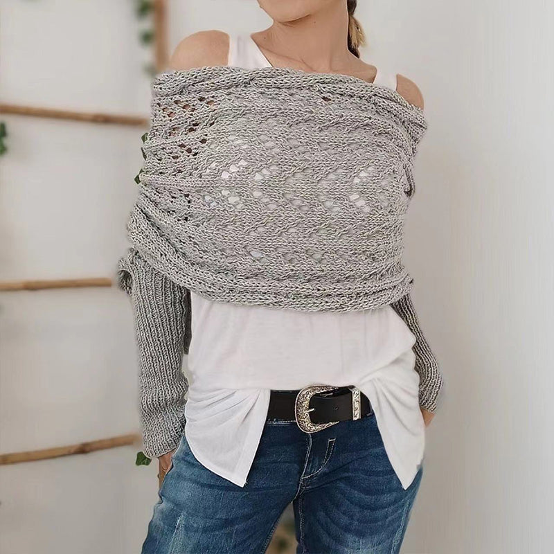 🔥Women’s Knitted Cut-Out Shawl Poncho Wrap