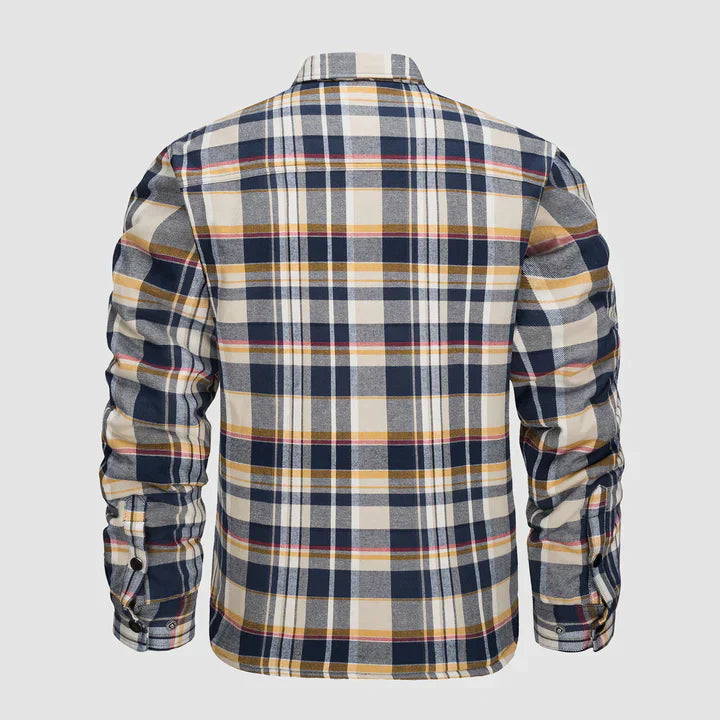 Men's Flannel Shirt Jacket Long Sleeve Quilted Lined Plaid Coat Button Down Thick Outwear for Winter