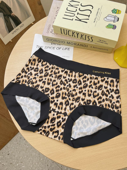 Sexy Leopard Print Seamless Ice Silk Panties