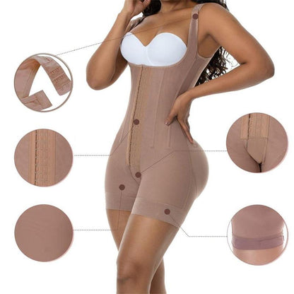 High Double Compression Garment Abdomen Tummy Control Adjustable Bodysuit with Hooks