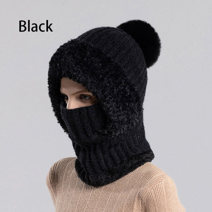 Women's Winter One-Piece Knitted Beanie Scarf Mask