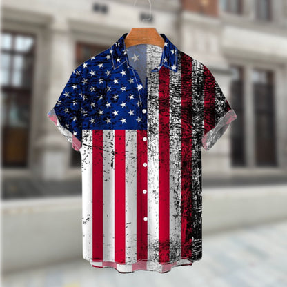 Men's Summer Short Holiday Beach Shirts 4th of July Print Shirt