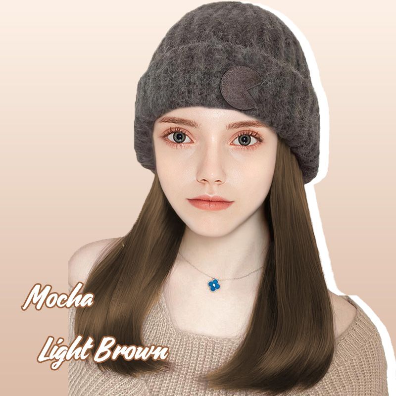 Women’s Knitted Beanie Hat with Hair Extension