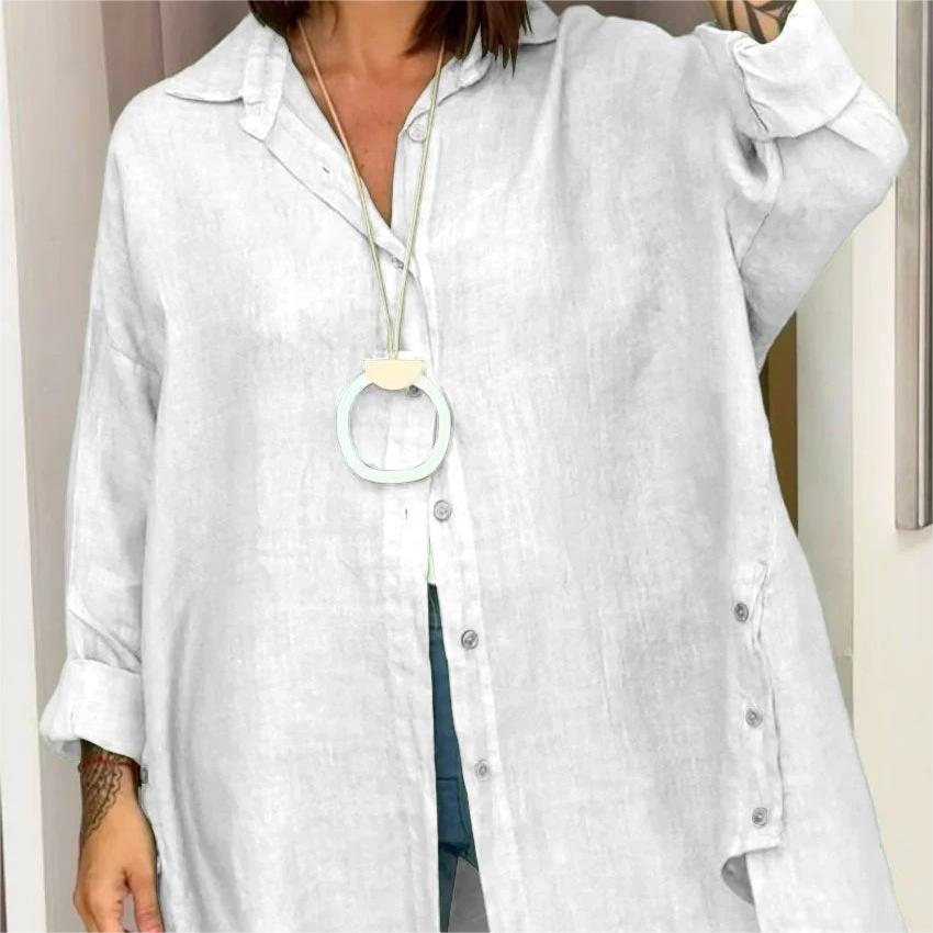 Women's Casual Solid Color Long Sleeve Button Down Shirt