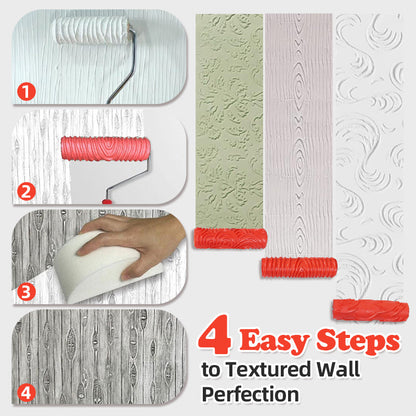 Embossing Texture Patterned Paint Roller for Wall Decoration