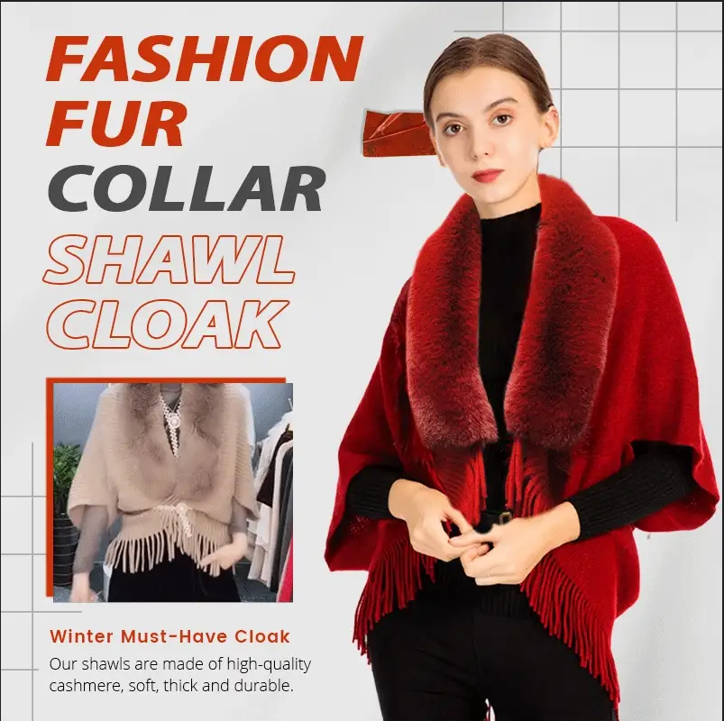 Hot Sale Fashion Fur Collar Shawl Cloak