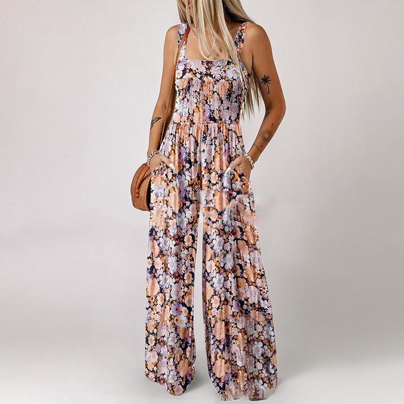 Women’s Casual Print Sleeveless Overalls Jumpsuits