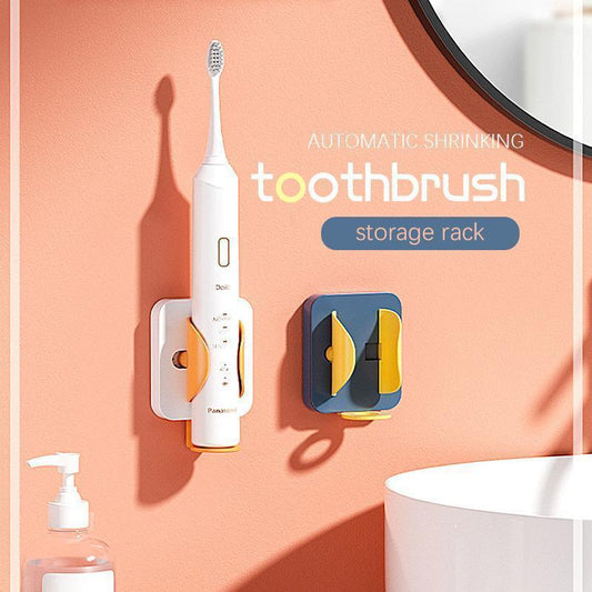 Automatic shrinking toothbrush storage rack