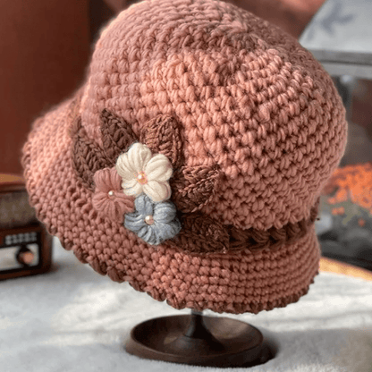 🔥Christmas Sale 55% OFF--French Thickened Women's Floral Knitted Hat