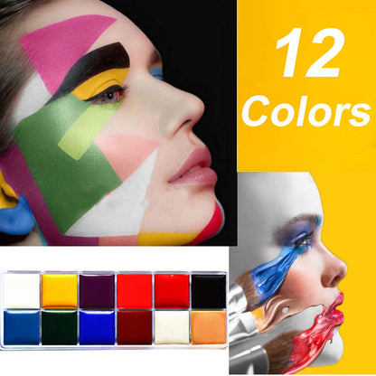 12 Colors Body and Face Paint Palette for Adults & Kids