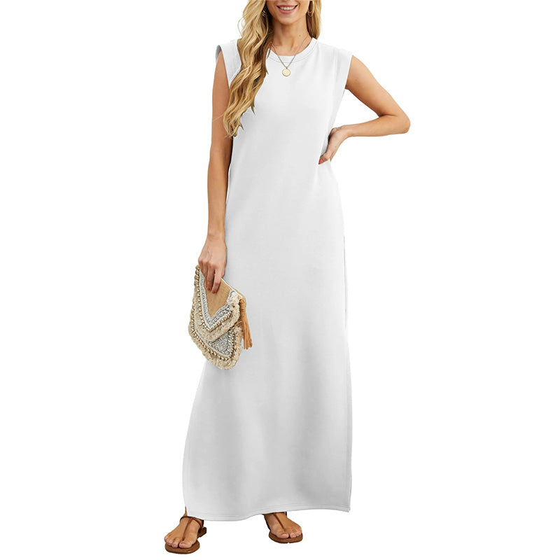 Women's Wrinkle-Free Casual Dress with Split Hem