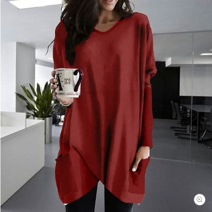 Comfortable Solid Color Loose Casual Long Sleeve T-Shirt