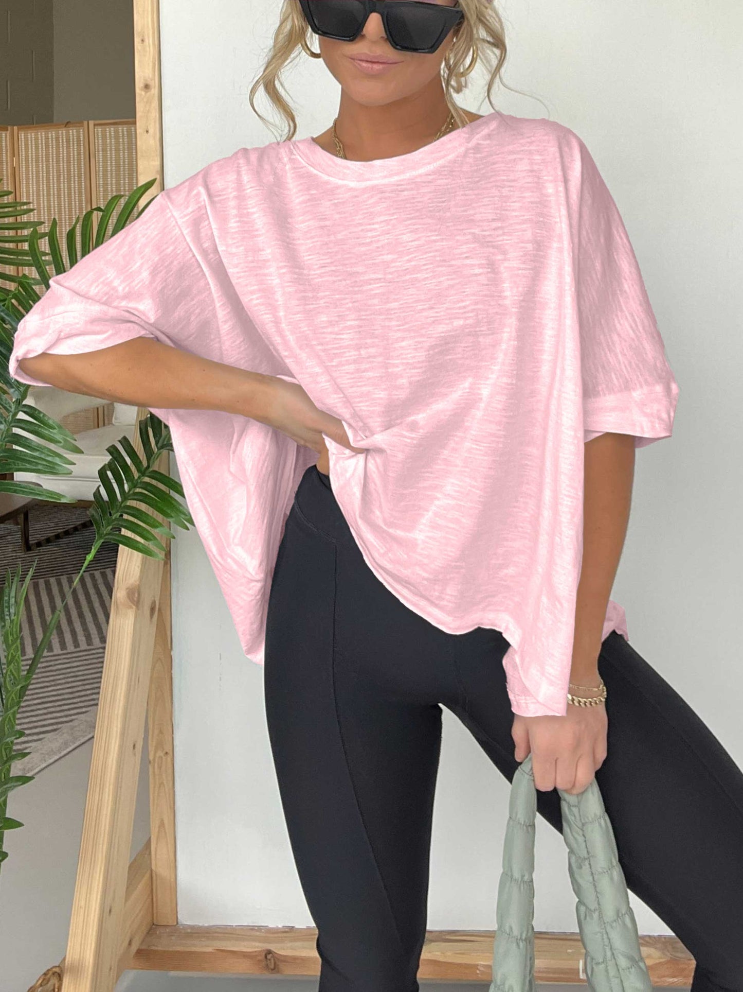 💥Women's Solid Colour Loose Round Neck Oversized T-Shirt