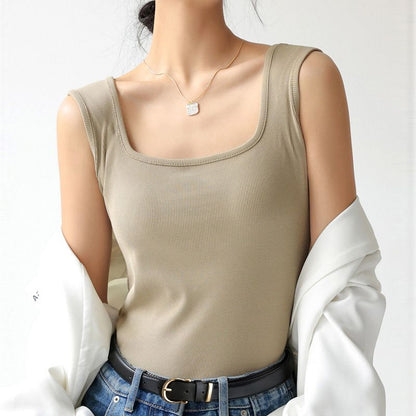 Women's Square Neck Ribbed Knit Tank Top