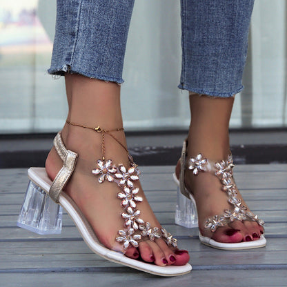 Women's Elasticated Fashion Rhinestone Sandals