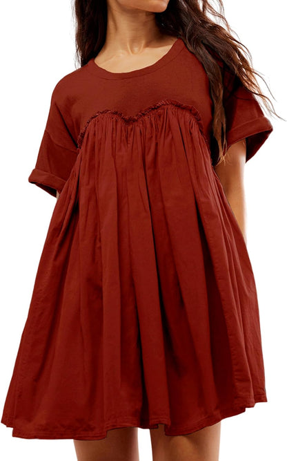 🔥Women’s Summer Pleated Babydoll Dress with Pockets