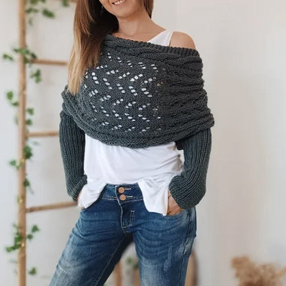 🔥Women’s Knitted Cut-Out Shawl Poncho Wrap