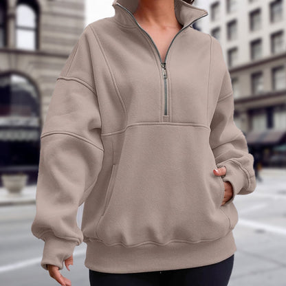 💕Women's Half Zip Long-Sleeve Tops with Pockets