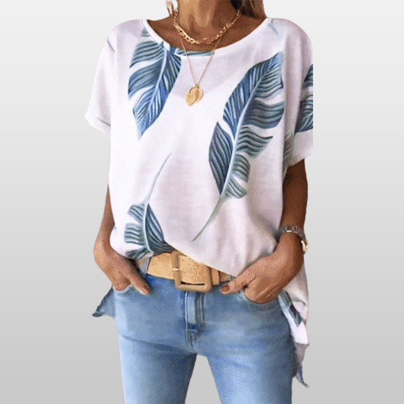 Women's Bat Sleeve Printed Loose Tops