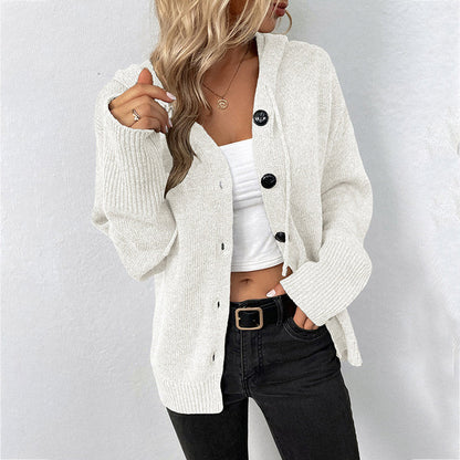 Women's Autumn Knit Drawstring Hooded Coat