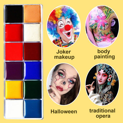 12 Colors Body and Face Paint Palette for Adults & Kids