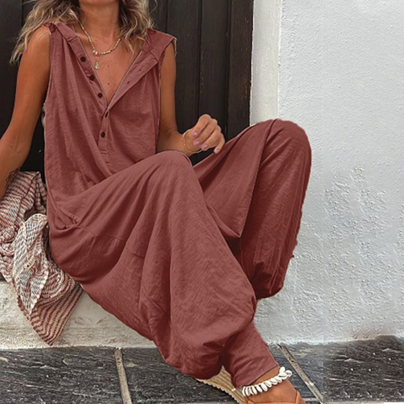 Women's Relaxed Hooded Sleeveless Jumpsuit