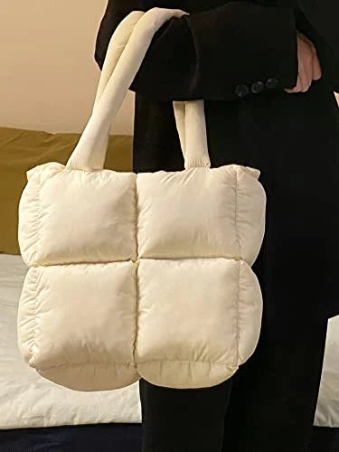 Soft Pillow Tote Bag Quilted Puffy High Capacity