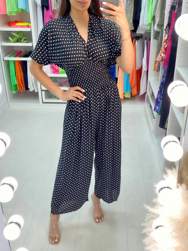 💖Polka Dot Printed Elastic Waist Jumpsuit