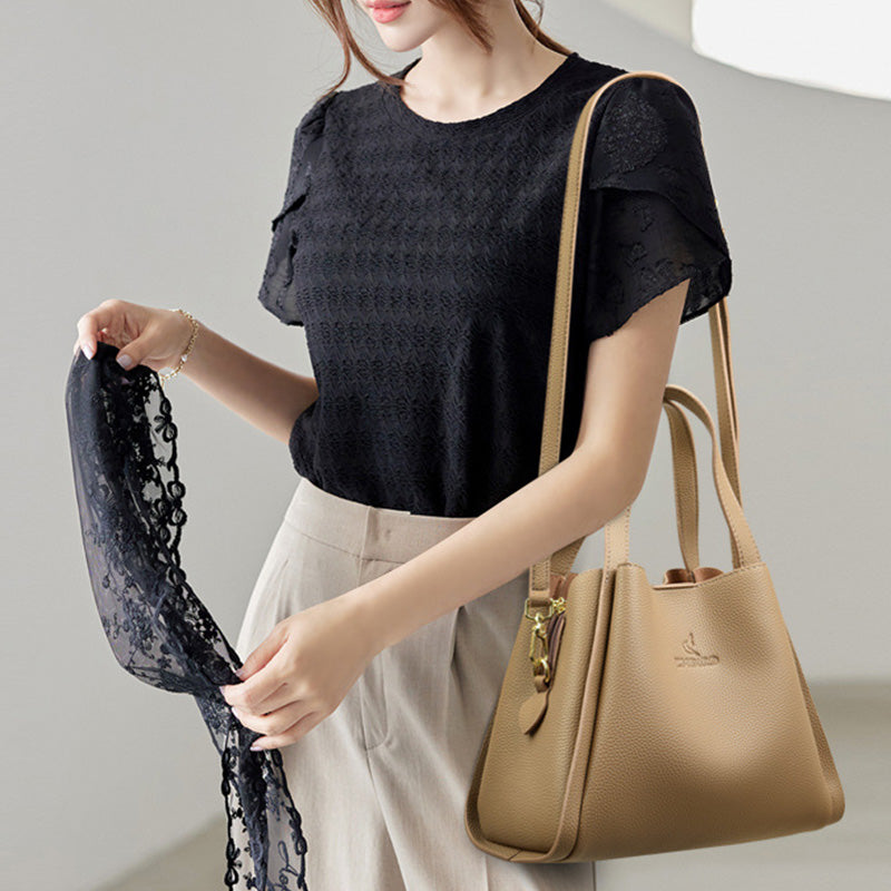 Best Gift For Her - Fashionable Classic Multi-Functional Soft Embossed Leather Bag