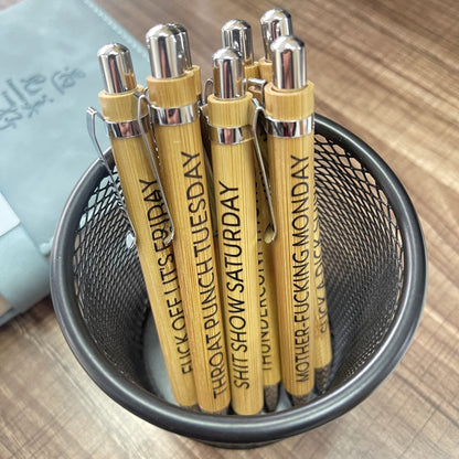 Ultimate Set of Engraved Pens for Sarcastic Souls（1 Set of 7 Pcs）