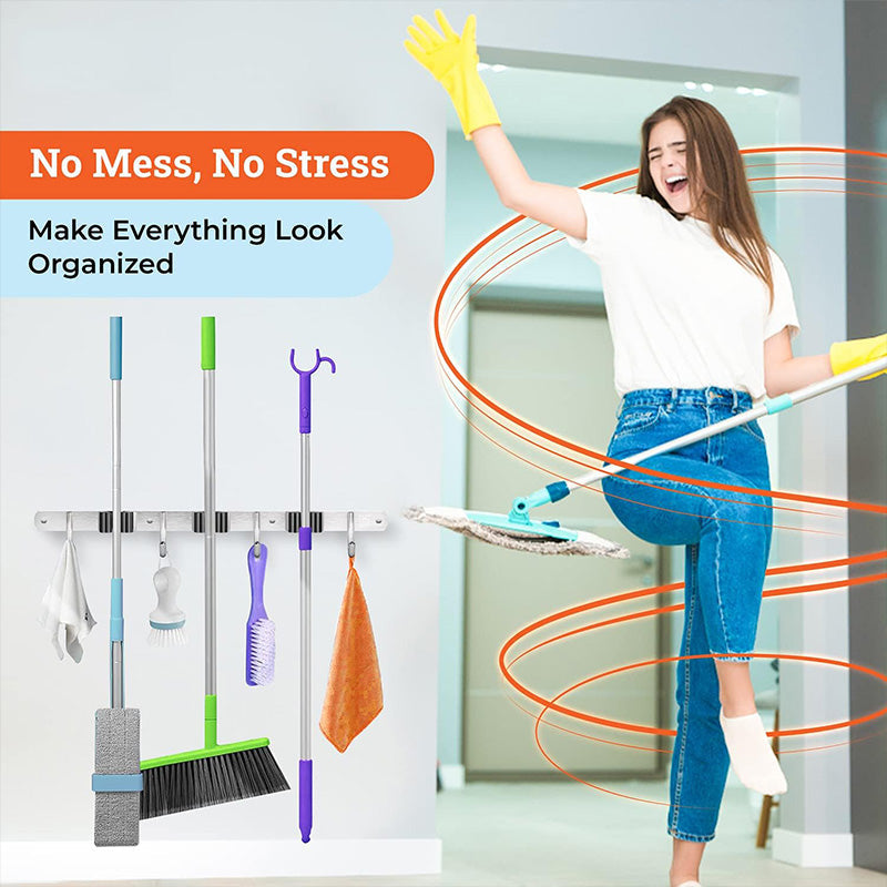 Wall-Mounted Mop and Broom Holder