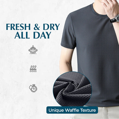 🔥Summer Sale🔥Breathable Solid Color Short Sleeve Waffle T-Shirt