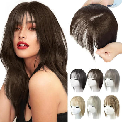 🎁Christmas sale🎅🔥Natural Hair Toppers with Bangs for Women