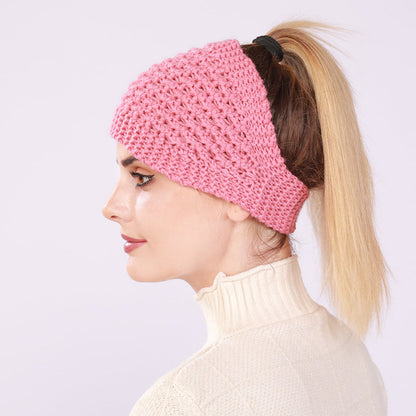 Hollow Out Ponytail Women Beanie