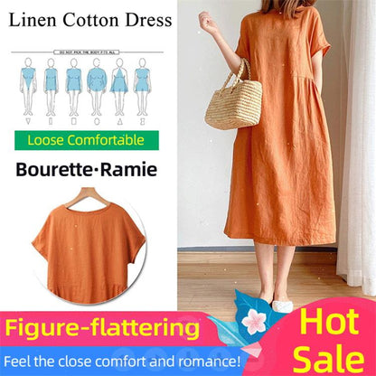 Loose Cotton And Linen Dress