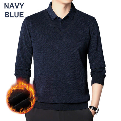 [Men’s Gift] Men's Plush Warm Fake 2-Piece Knitted Shirt