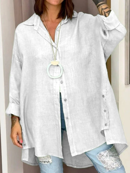 Women's Casual Solid Color Long Sleeve Button Down Shirt