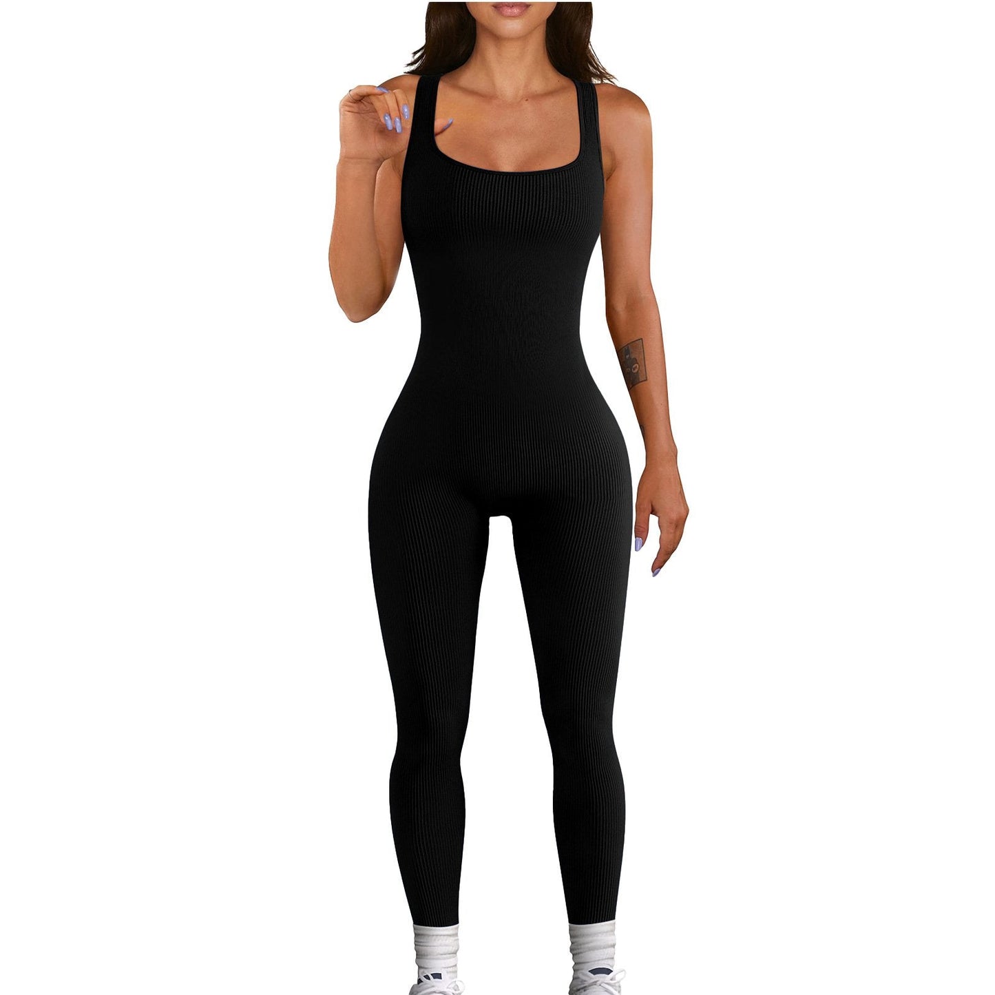 One Piece Tank Top Thigh Slimming Workout Jumpsuit