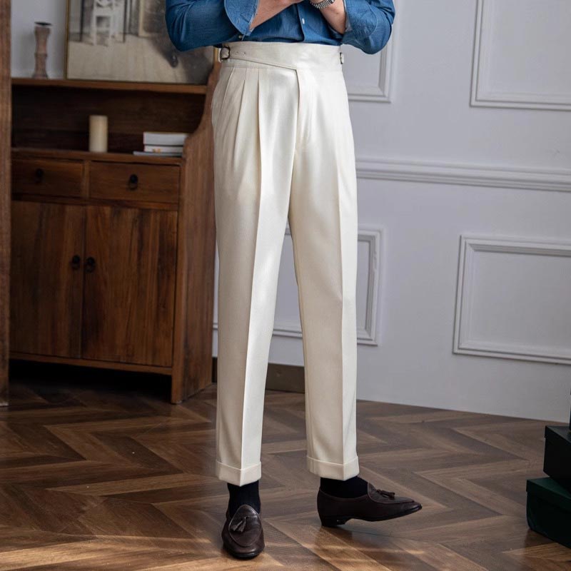 Men's Neapolitan Casual Formal Pants with Adjustable Waist