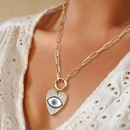 Heart Shaped Evil Eye Necklace for Woman