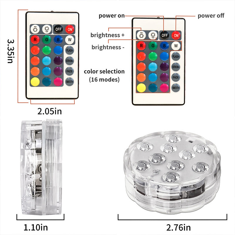 Submersible Waterproof Remote Control LED Lights for Pool