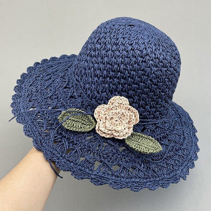 👒Elegant Crochet Straw Hat with Ruffle Detail